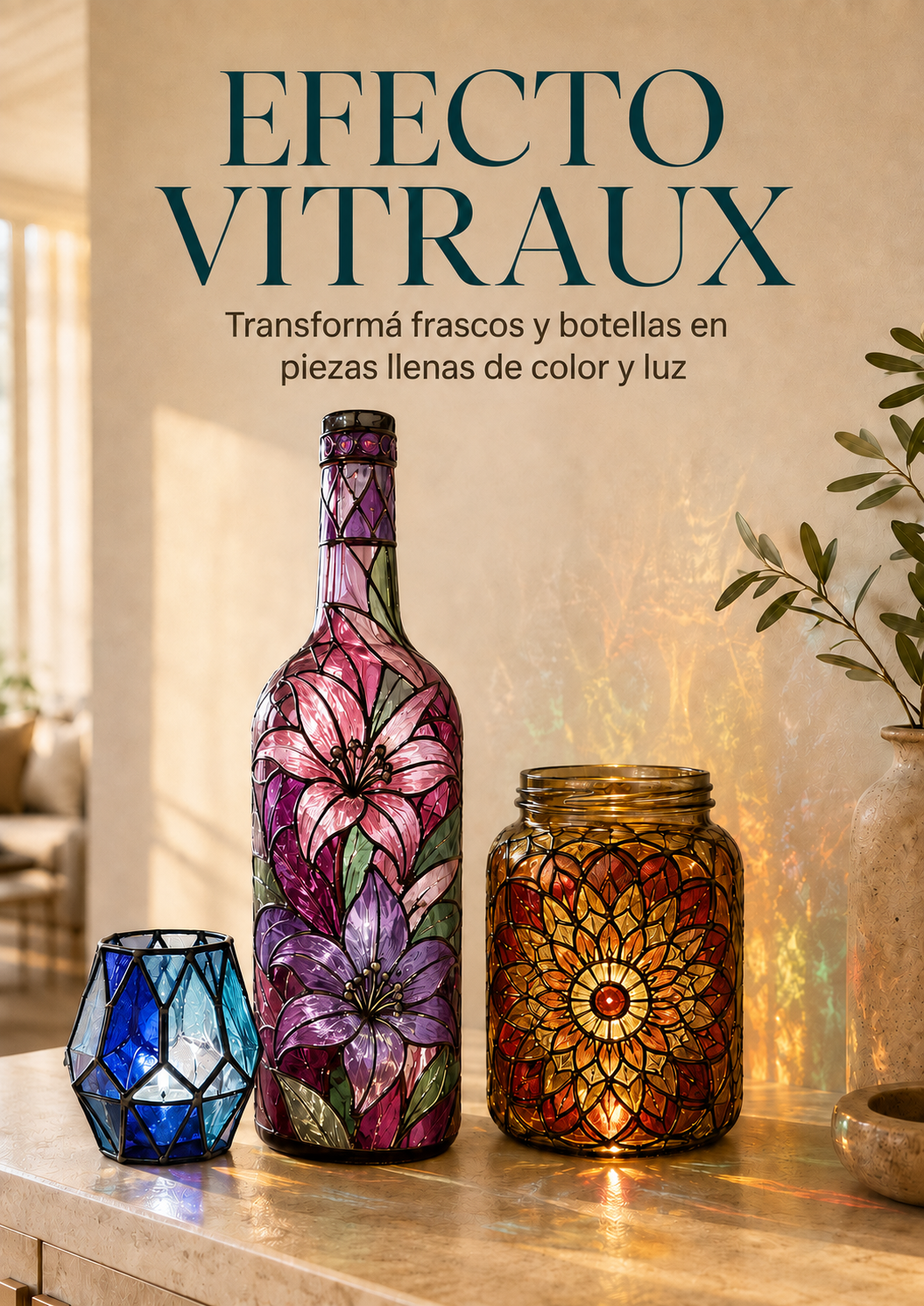 EFECTO VITRAUX: Transformá frascos y botellas en piezas llenas de color y luz